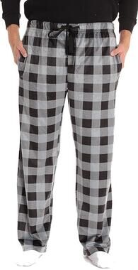 #followme Ultra Soft Fleece Men's Plaid Pajama Pants w/ Pockets in Gray, Size XL